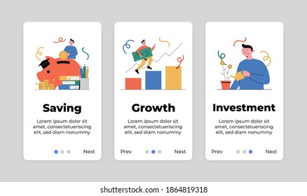 Mobile Anwendung Landing Page Vorlage mit Illustration. Illustration zur Finanzplanung.