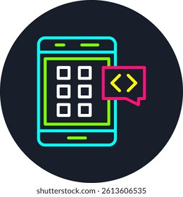 Mobile Application Line Multi Colour Circle