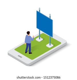 Mobile application for online ads and internet signs. Web concept illustration vector