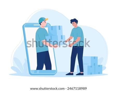 Mobile application for online shopping delivery trending concept flat illustration