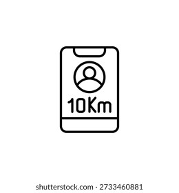 Mobile Application Outline Icon Depicting Fitness Tracking Ten Kilometer
