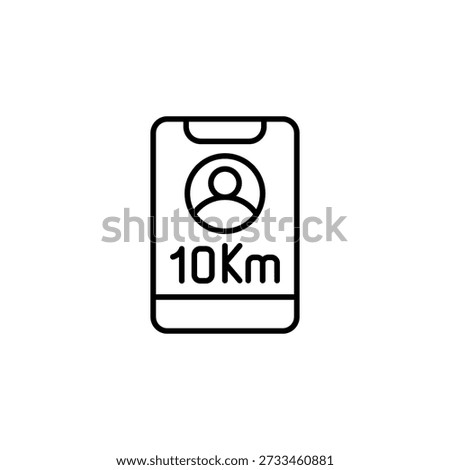 Mobile Application Outline Icon Depicting Fitness Tracking Ten Kilometer