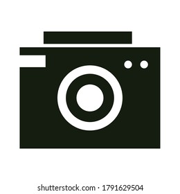 aplicación móvil cámara fotográfica y menú de botón web de vídeo estilo de silueta digital ilustración vectorial