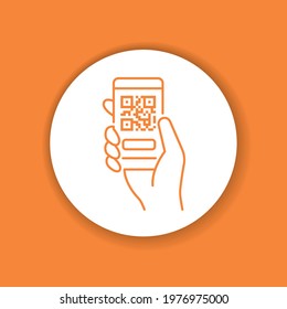 Mobile application, QR code scanning in smartphone color glyph icon. City transport rental. Pictogram for web, mobile app, promo.