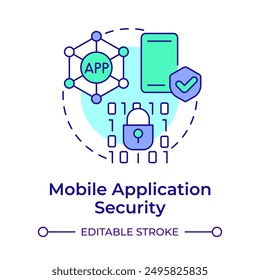 Mobile application security multi color concept icon. It change management, integration. Round shape line illustration. Abstract idea. Graphic design. Easy to use in infographic, presentation