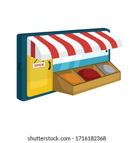 Mobile Application, Shopping Online on Website, smartphone Vector Concept. use for marketing, market illustration or other