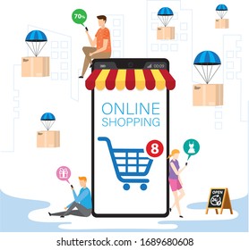 Aplicación móvil para compras, supermercado en línea, Smartphone con aplicación de compras.