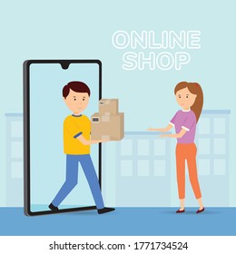 Aplicación móvil para compras, supermercado en línea, Smartphone con aplicación de compras.
