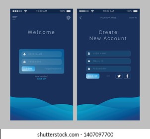 Mobile Application Sign In, Sign Up UI Design - Vector
