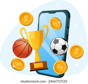 mobile application for sports betting. Stock vector illustration