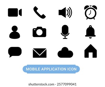 Mobile application symbol icon black color