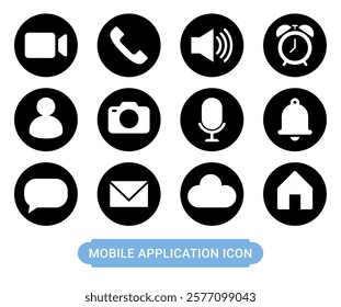 Mobile application symbol icon black color