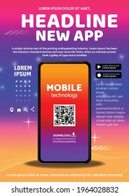 mobile application technology poster flyer communication hi tech innovation background 
concept  vector illustration