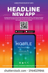 mobile application technology poster flyer communication hi tech innovation background 
concept  vector illustration