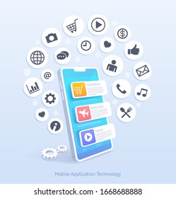 Mobile application technology vector illustrations.