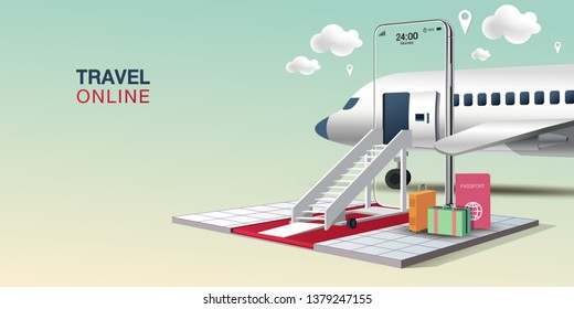 Mobile Application, Travel Online On Website, Vector Concept