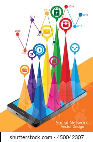 Mobile application trend and Social network vector design
