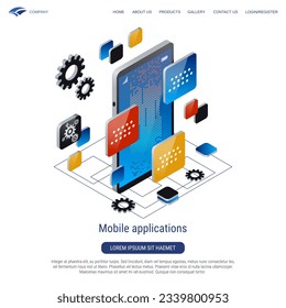 Mobile Anwendungen 3D-Isometrie-Vektorgrafik