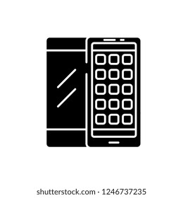 Mobile applications black icon, vector sign on isolated background. Mobile applications concept symbol, illustration 
