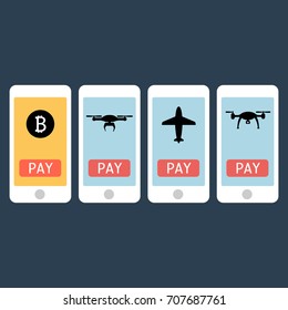 Mobile applications concept with phones flat illustration eps10