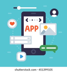 Mobile applications design concept. Simple vector flat illustration