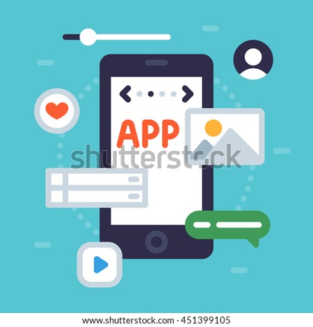 Mobile applications design concept. Simple vector flat illustration