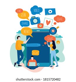 Mobile applications development concept flat vector illustration. Smartphone interface with apps design for mobile and web graphics