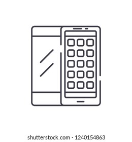 Mobile applications line icon concept. Mobile applications vector linear illustration, symbol, sign