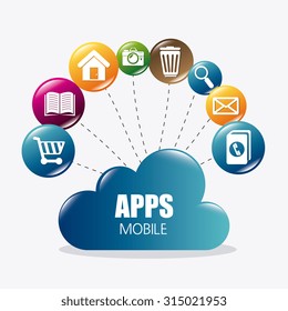 Mobile applications and multimeida technology design, vector illustration.