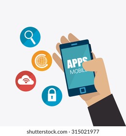 Mobile applications and multimeida technology design, vector illustration.