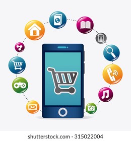 Mobile applications and multimeida technology design, vector illustration.