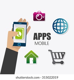 Mobile applications and multimeida technology design, vector illustration. Mobile applications and multimeida technology design, vector illustration.