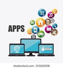 Mobile applications and multimeida technology design, vector illustration.