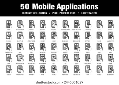 Mobile Applications Outline Icon Set