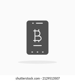 Mobile apps bitcoin glyph icon. Can be used for digital product, presentation, print design and more.