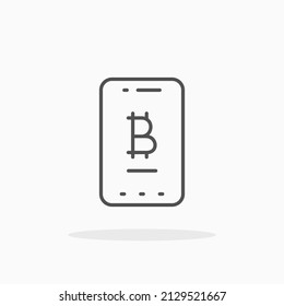 Icono de línea de bitcoin de aplicaciones móviles. Actrazo editable y píxel perfecto. Se puede usar para productos digitales, presentación, diseño de impresión y más.