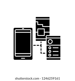 Mobile apps black icon, vector sign on isolated background. Mobile apps concept symbol, illustration 