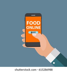 Mobile Apps Concept Online Food Delivery, Shopping, E-Commerce in Modern Flat Style Vector Illustration EPS10