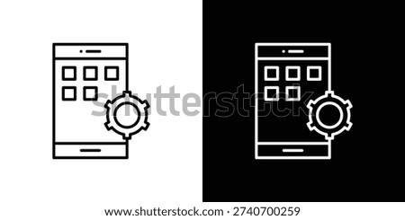 Mobile apps development icon in outline style. Vector.