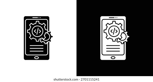 Mobile apps development icon silhouette vector in black colors. flat symbol logo design style