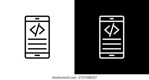 Mobile apps development icon symbol outline style. Editable icon in EPS10