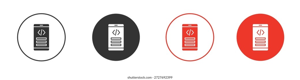 Symbol für die Entwicklung mobiler Apps. Einfaches, flaches Design für Web oder mobile App. Minimaler Vektorgrafik-Logotyp.