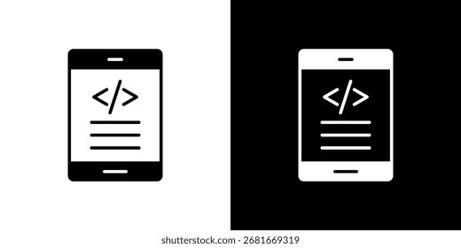 Ícone de desenvolvimento de aplicativos móveis Silhueta vetorial para coleção de gráficos e web design