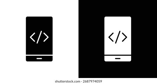 Mobile apps development icon, Vector graphics in filled style