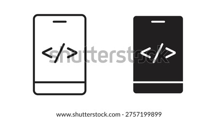 Mobile apps development icons in trendy linear style vector. Vector illustration