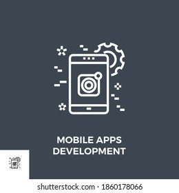 Mobile Apps Development Related Vector Thin Line Icon. Isolated on Black Background. Editable Stroke. Vector Illustration.