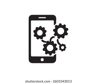 Mobile Apps Flat Black Icon Isolate On White Background Vector Illustration.