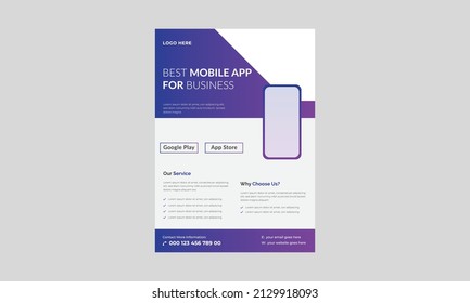 Mobile apps Flyer template, Mobile app promotion flyer template, Mobile app flyer and poster design.
