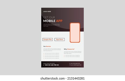 Mobile apps Flyer template, Mobile app promotion flyer template, Mobile app flyer and poster design.
