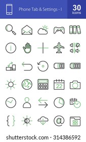 Mobile Apps Icon Set. Can also be used for Device Apps and Settings. Suitable for web apps, mobile apps and print media.